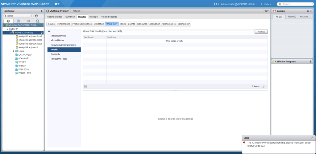 Unable to manage vSAN on Webclient
